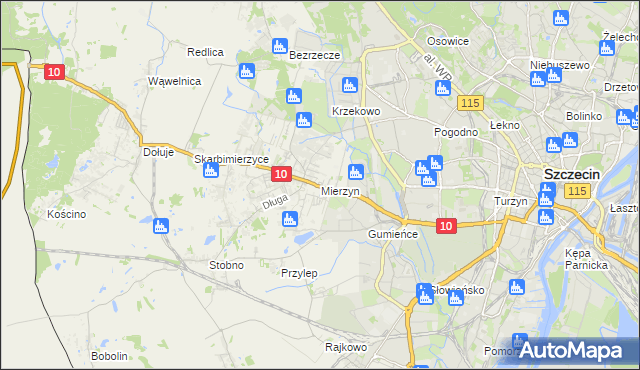 mapa Mierzyn gmina Dobra (Szczecińska), Mierzyn gmina Dobra (Szczecińska) na mapie Targeo