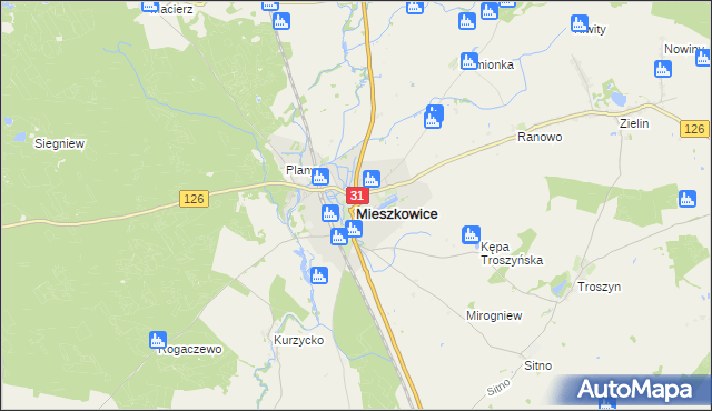 mapa Mieszkowice powiat gryfiński, Mieszkowice powiat gryfiński na mapie Targeo