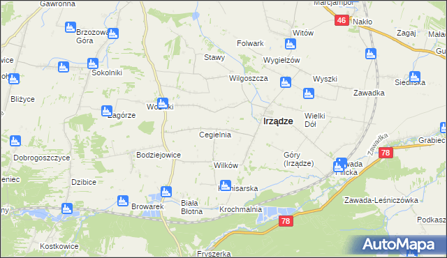 mapa Mikołajewice gmina Irządze, Mikołajewice gmina Irządze na mapie Targeo