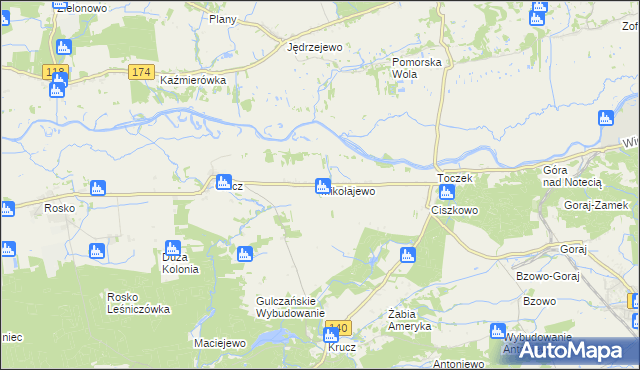 mapa Mikołajewo gmina Czarnków, Mikołajewo gmina Czarnków na mapie Targeo