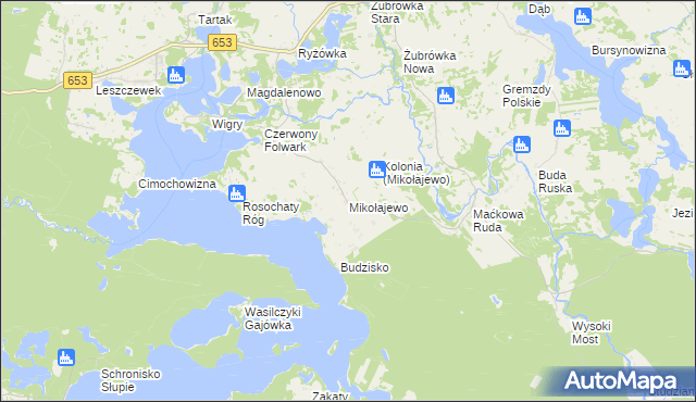 mapa Mikołajewo gmina Krasnopol, Mikołajewo gmina Krasnopol na mapie Targeo