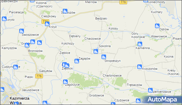 mapa Mikołajów gmina Czarnocin, Mikołajów gmina Czarnocin na mapie Targeo