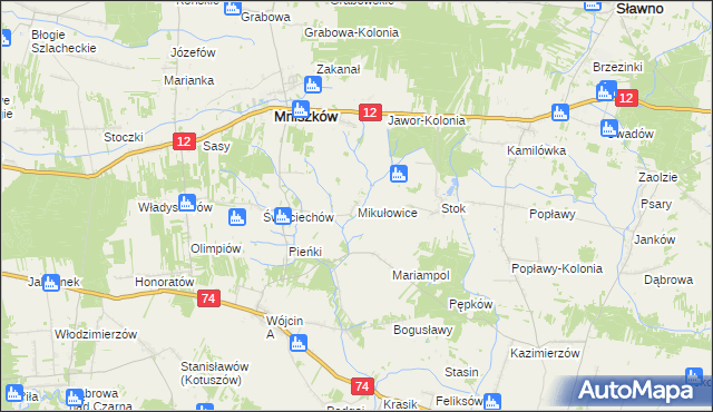 mapa Mikułowice gmina Mniszków, Mikułowice gmina Mniszków na mapie Targeo