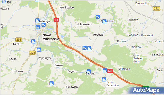 mapa Miłaków gmina Nowe Miasteczko, Miłaków gmina Nowe Miasteczko na mapie Targeo