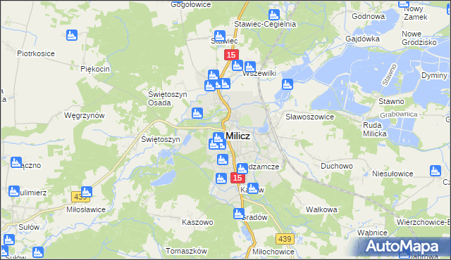 mapa Milicz, Milicz na mapie Targeo