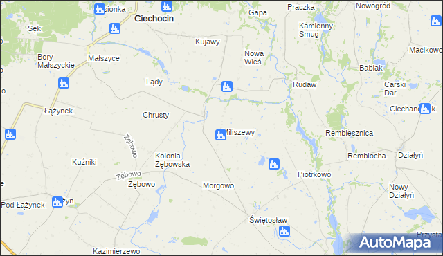 mapa Miliszewy, Miliszewy na mapie Targeo