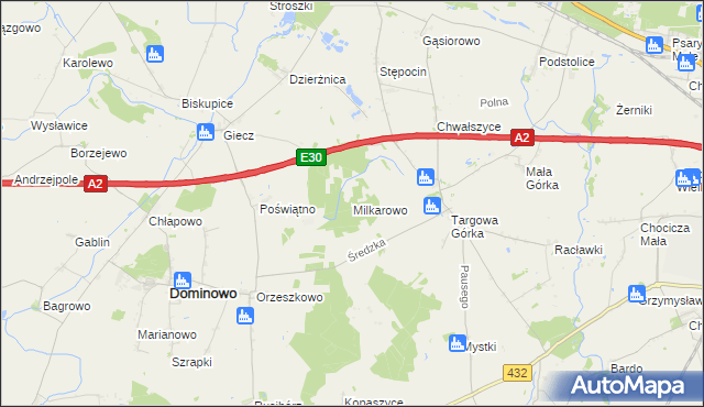 mapa Milkarowo, Milkarowo na mapie Targeo