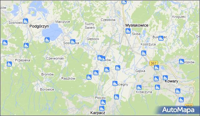 mapa Miłków gmina Podgórzyn, Miłków gmina Podgórzyn na mapie Targeo