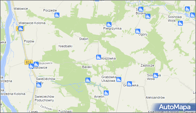 mapa Miłoszówka, Miłoszówka na mapie Targeo