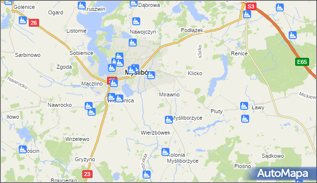 mapa Mirawno, Mirawno na mapie Targeo