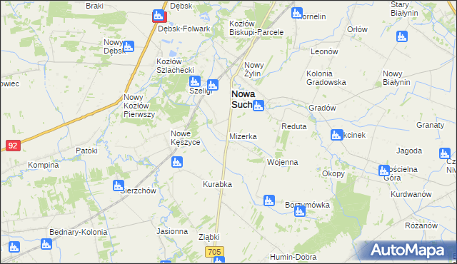 mapa Mizerka gmina Nowa Sucha, Mizerka gmina Nowa Sucha na mapie Targeo