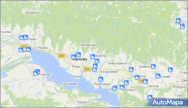 mapa Mizerna, Mizerna na mapie Targeo