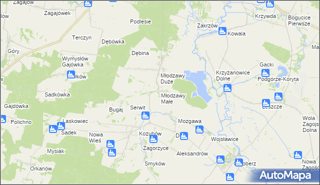 mapa Młodzawy Małe, Młodzawy Małe na mapie Targeo