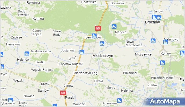 mapa Młodzieszyn, Młodzieszyn na mapie Targeo