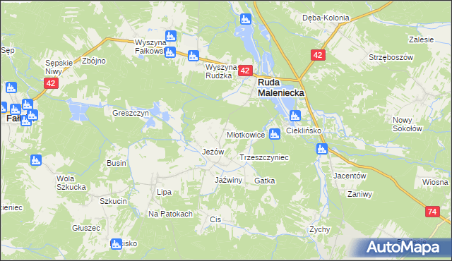 mapa Młotkowice, Młotkowice na mapie Targeo