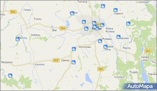 mapa Mnichowo gmina Reszel, Mnichowo gmina Reszel na mapie Targeo