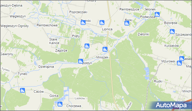 mapa Mniszek gmina Małogoszcz, Mniszek gmina Małogoszcz na mapie Targeo