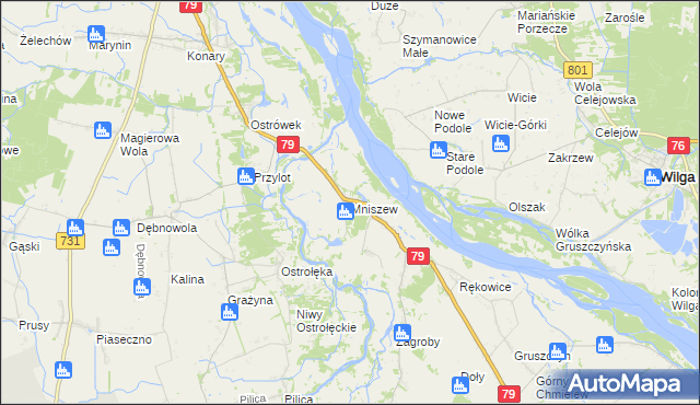 mapa Mniszew gmina Magnuszew, Mniszew gmina Magnuszew na mapie Targeo