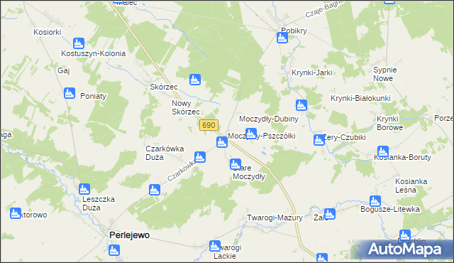 mapa Moczydły-Pszczółki, Moczydły-Pszczółki na mapie Targeo