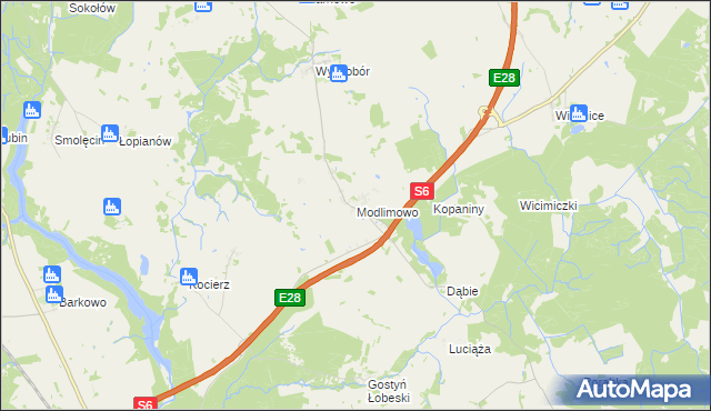 mapa Modlimowo gmina Płoty, Modlimowo gmina Płoty na mapie Targeo