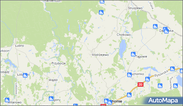mapa Modrzejewo gmina Tuchomie, Modrzejewo gmina Tuchomie na mapie Targeo