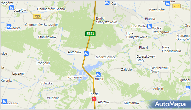 mapa Modrzejowice, Modrzejowice na mapie Targeo