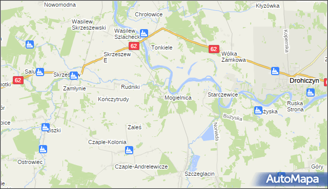 mapa Mogielnica gmina Korczew, Mogielnica gmina Korczew na mapie Targeo
