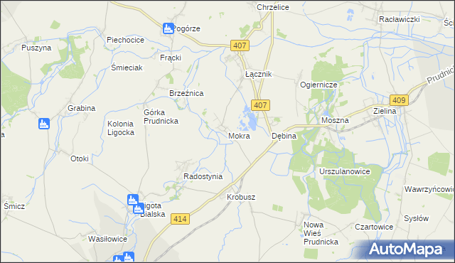 mapa Mokra gmina Biała, Mokra gmina Biała na mapie Targeo