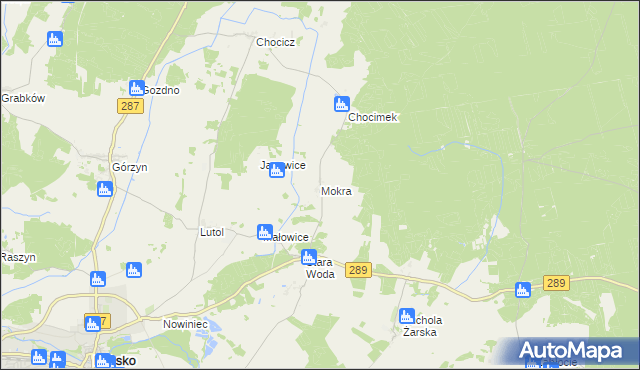 mapa Mokra gmina Lubsko, Mokra gmina Lubsko na mapie Targeo