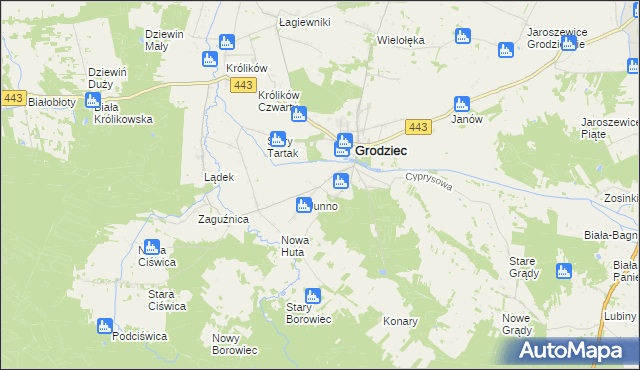 mapa Mokre gmina Grodziec, Mokre gmina Grodziec na mapie Targeo