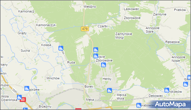 mapa Mokre Zborowskie, Mokre Zborowskie na mapie Targeo