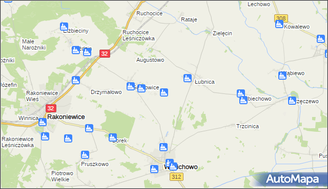 mapa Mokrzec gmina Wielichowo, Mokrzec gmina Wielichowo na mapie Targeo