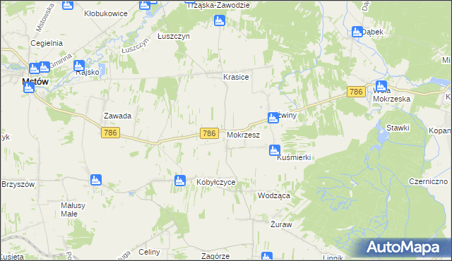mapa Mokrzesz, Mokrzesz na mapie Targeo