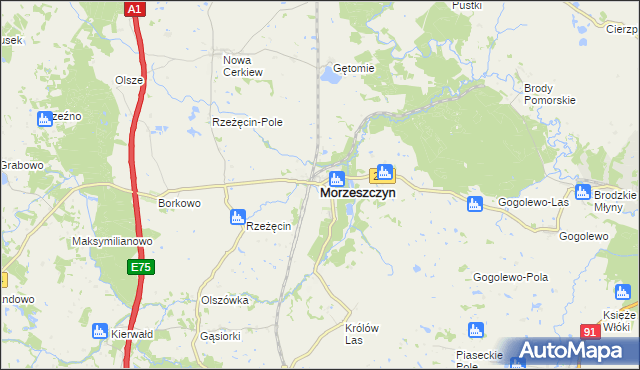 mapa Morzeszczyn, Morzeszczyn na mapie Targeo