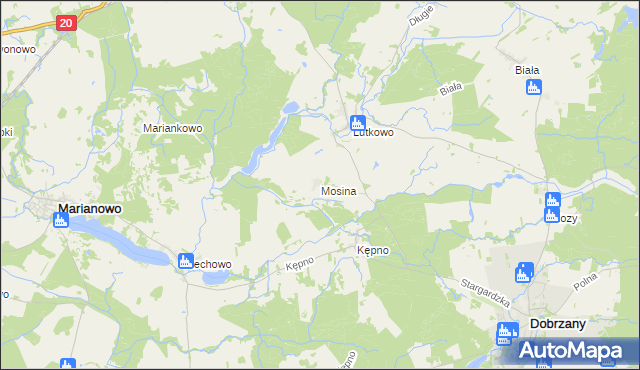 mapa Mosina gmina Dobrzany, Mosina gmina Dobrzany na mapie Targeo