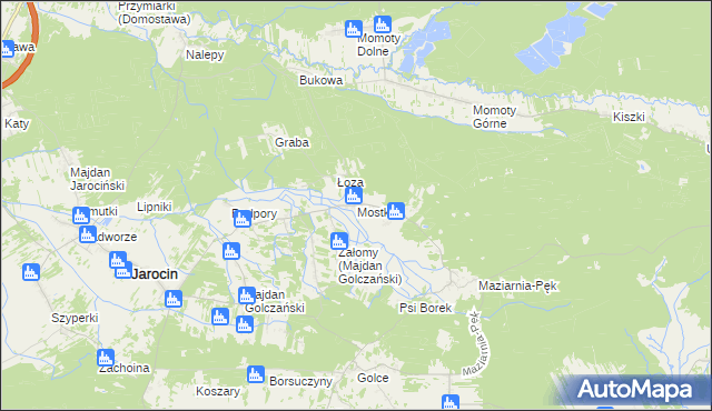 mapa Mostki gmina Jarocin, Mostki gmina Jarocin na mapie Targeo