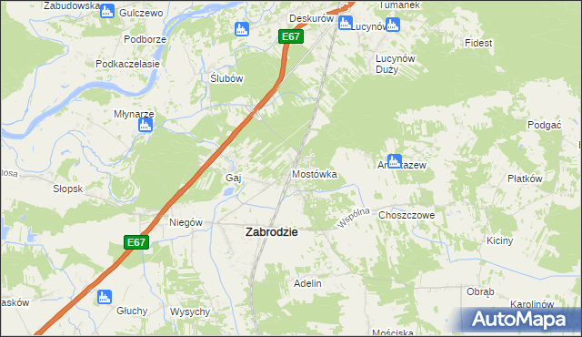 mapa Mostówka gmina Zabrodzie, Mostówka gmina Zabrodzie na mapie Targeo