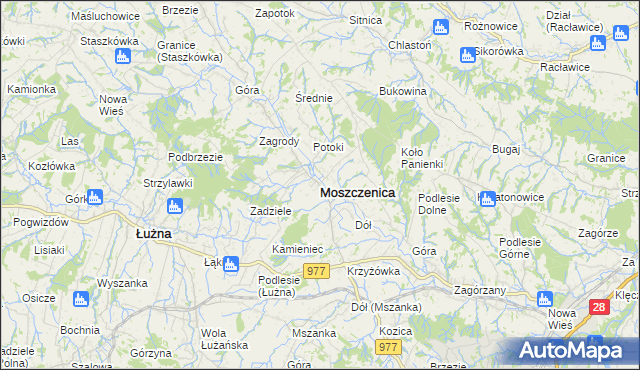 mapa Moszczenica powiat gorlicki, Moszczenica powiat gorlicki na mapie Targeo