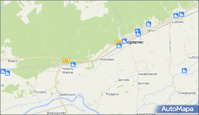 mapa Motylewo, Motylewo na mapie Targeo