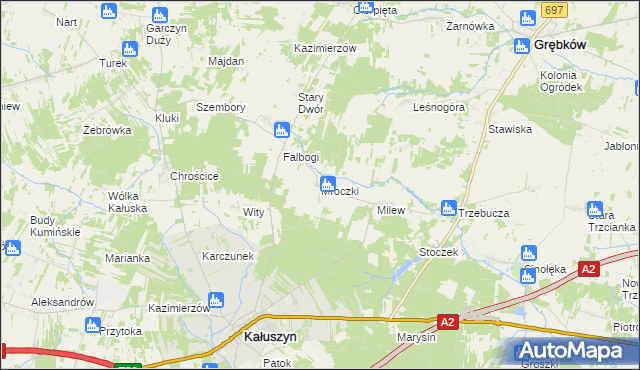 mapa Mroczki gmina Kałuszyn, Mroczki gmina Kałuszyn na mapie Targeo