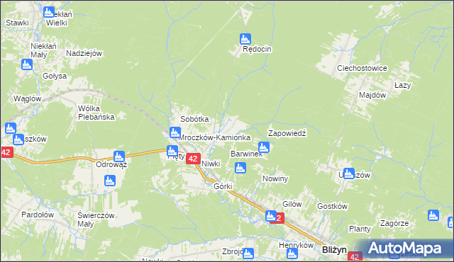mapa Mroczków-Kapturów, Mroczków-Kapturów na mapie Targeo