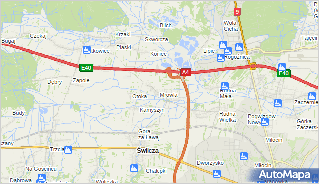 mapa Mrowla, Mrowla na mapie Targeo