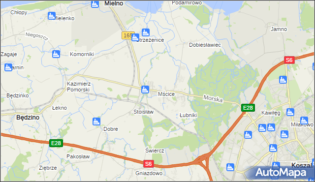 mapa Mścice, Mścice na mapie Targeo