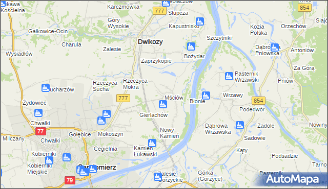 mapa Mściów, Mściów na mapie Targeo