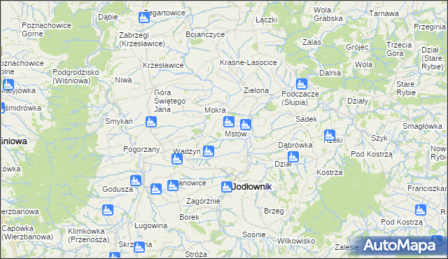 mapa Mstów gmina Jodłownik, Mstów gmina Jodłownik na mapie Targeo