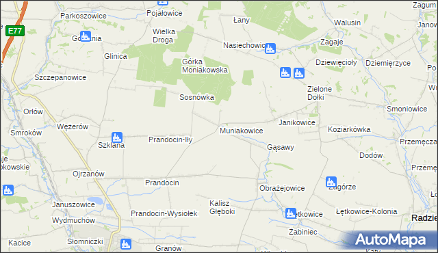 mapa Muniakowice, Muniakowice na mapie Targeo