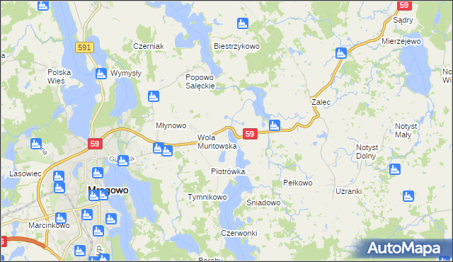 mapa Muntowo, Muntowo na mapie Targeo