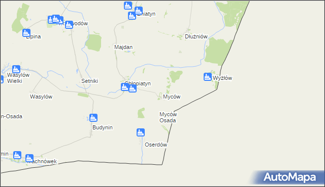 mapa Myców, Myców na mapie Targeo