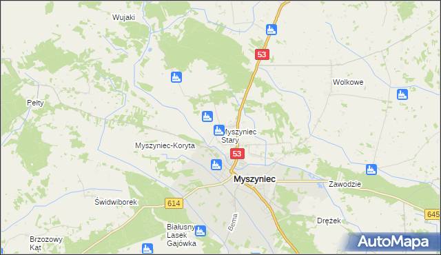 mapa Myszyniec Stary, Myszyniec Stary na mapie Targeo