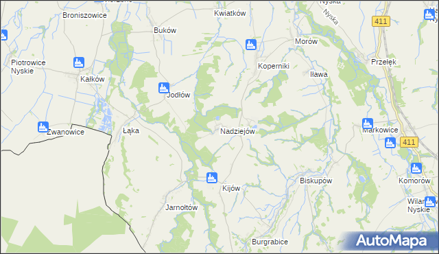 mapa Nadziejów gmina Otmuchów, Nadziejów gmina Otmuchów na mapie Targeo